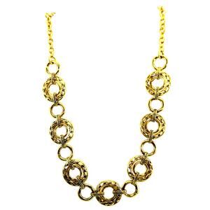 Scrolled & Plain Circles Link Chain Goldtone Classic Necklace 18"